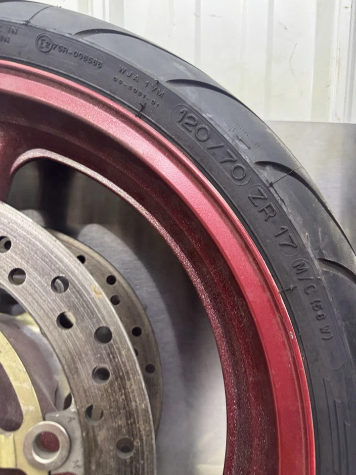 2001 2001-2006 Honda CBR600 CBR 600 F4I aro de pneu de roda dianteira dobrado preto 3 raios - Imagem 3 de 4