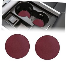 Car Cup Holder Coaster, Leather Anti-Slip Auto Cup Holder Insert Wine Red