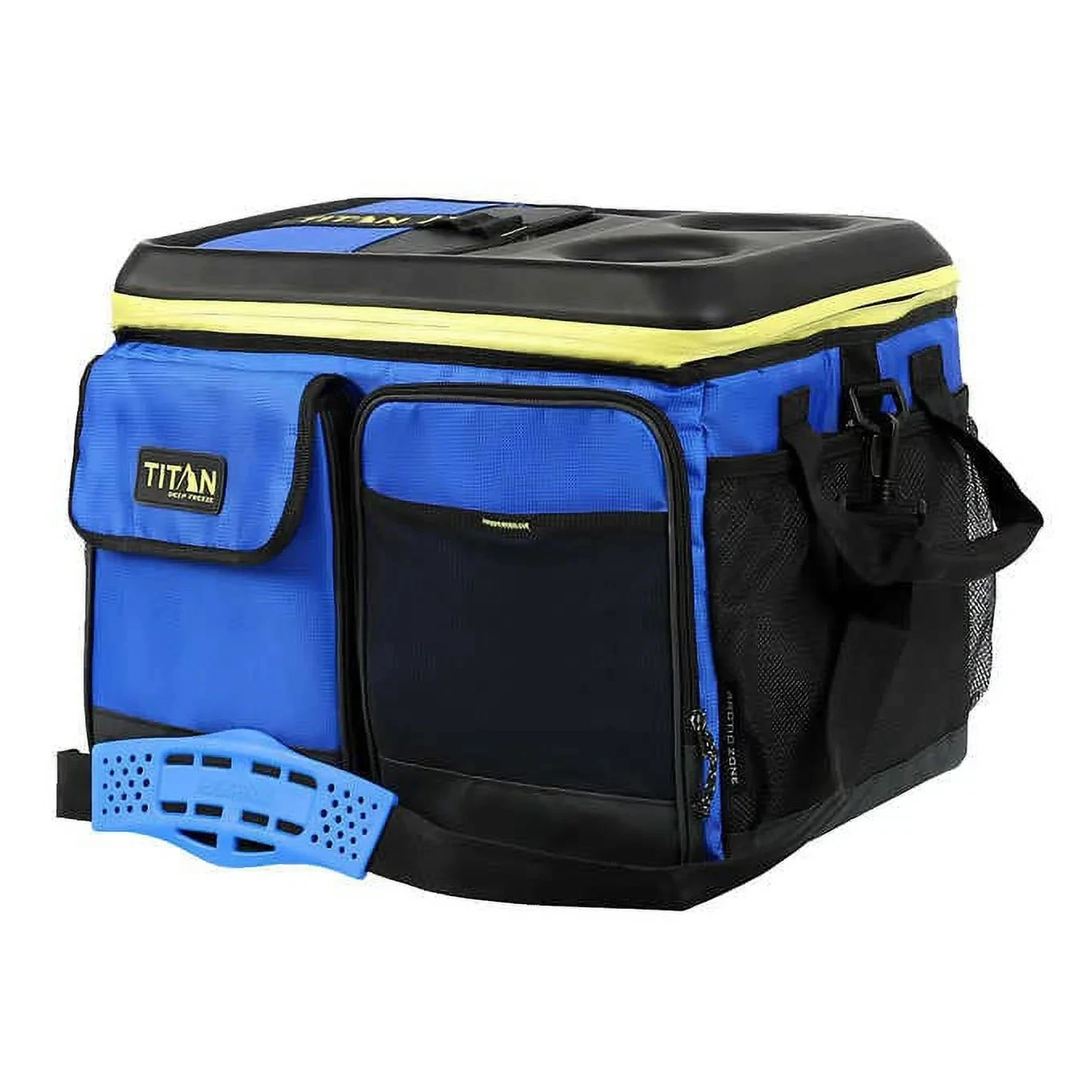 Arctic Zone Titan 50 Can Collapsible Cooler TableTop Drink Holders Blue yellow