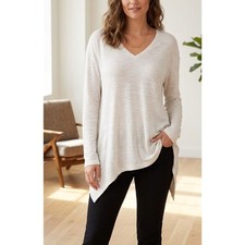 New Nine West Ruby Striped Asymmetric Long Sleeve Tunic Top Women's Size XL
