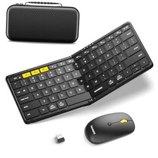 Foldable Keyboard and Mouse, KM08 Folding 2.4G  Bluetooth 5.0 x 2 Graphite