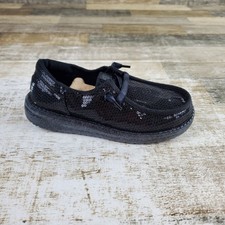 Hey Dude Wendy Funk Mono Sequin Kids Loafer Shoes Sz 13 C13 Black Round Toe