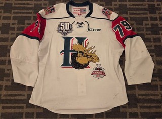 Halifax Mooseheads QHL Game Worn Used Jersey #79 Jocktan Chainey SZ 56 CCM