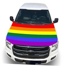 Rainbow Hood Cover Flag - 63x51 IN Funny Pride Decorations Hood Cover Flag for