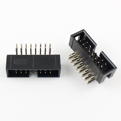 5pcs 2.54mm 2x8 pin 16 pin right angle male shrouded IDC box header connector #f