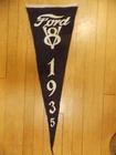 ANTIQUE VINTAGE 1935 FORD V8 AUTOMOBILE ADVERTISING DEALER PENNANT AUTO GAS OIL