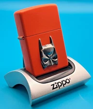 Brand New 2017 ZIPPO Lighter BATMANS MASK Emblem Custom Design Bright Orange