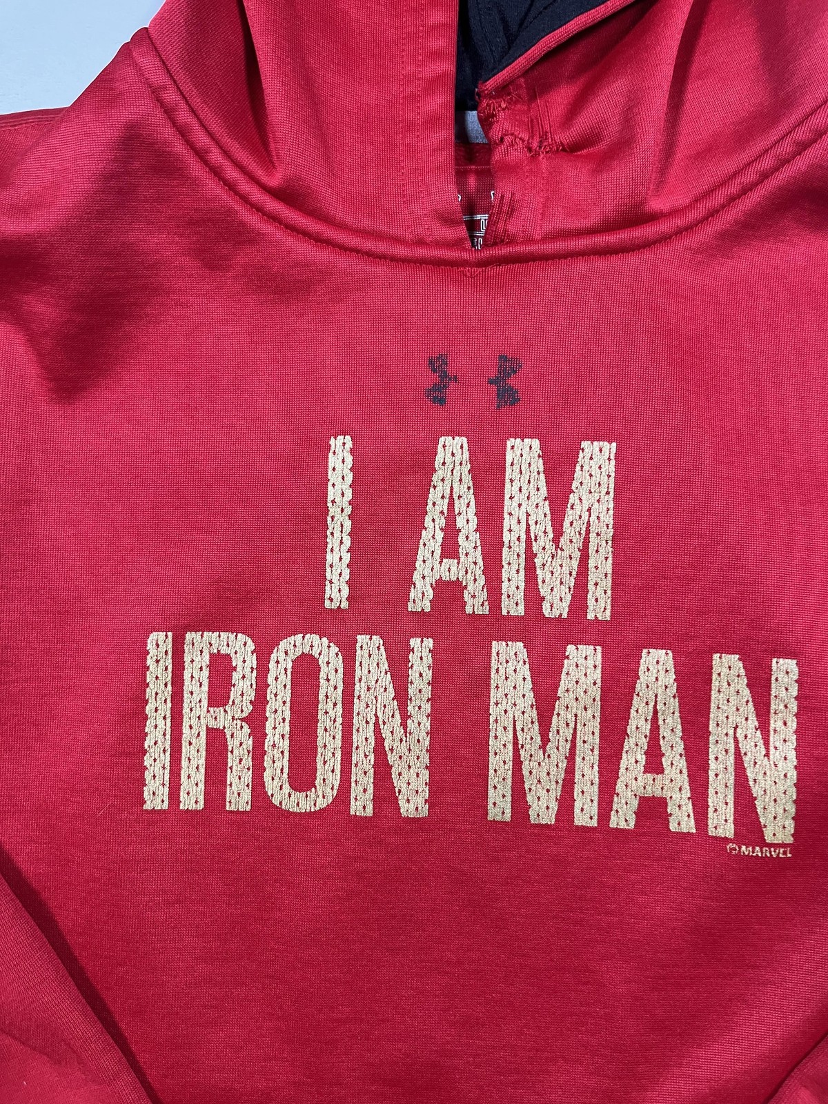 Under Armour Hoodie Youth Medium Red ColdGear Iron Man Marvel UA Storm Graphic