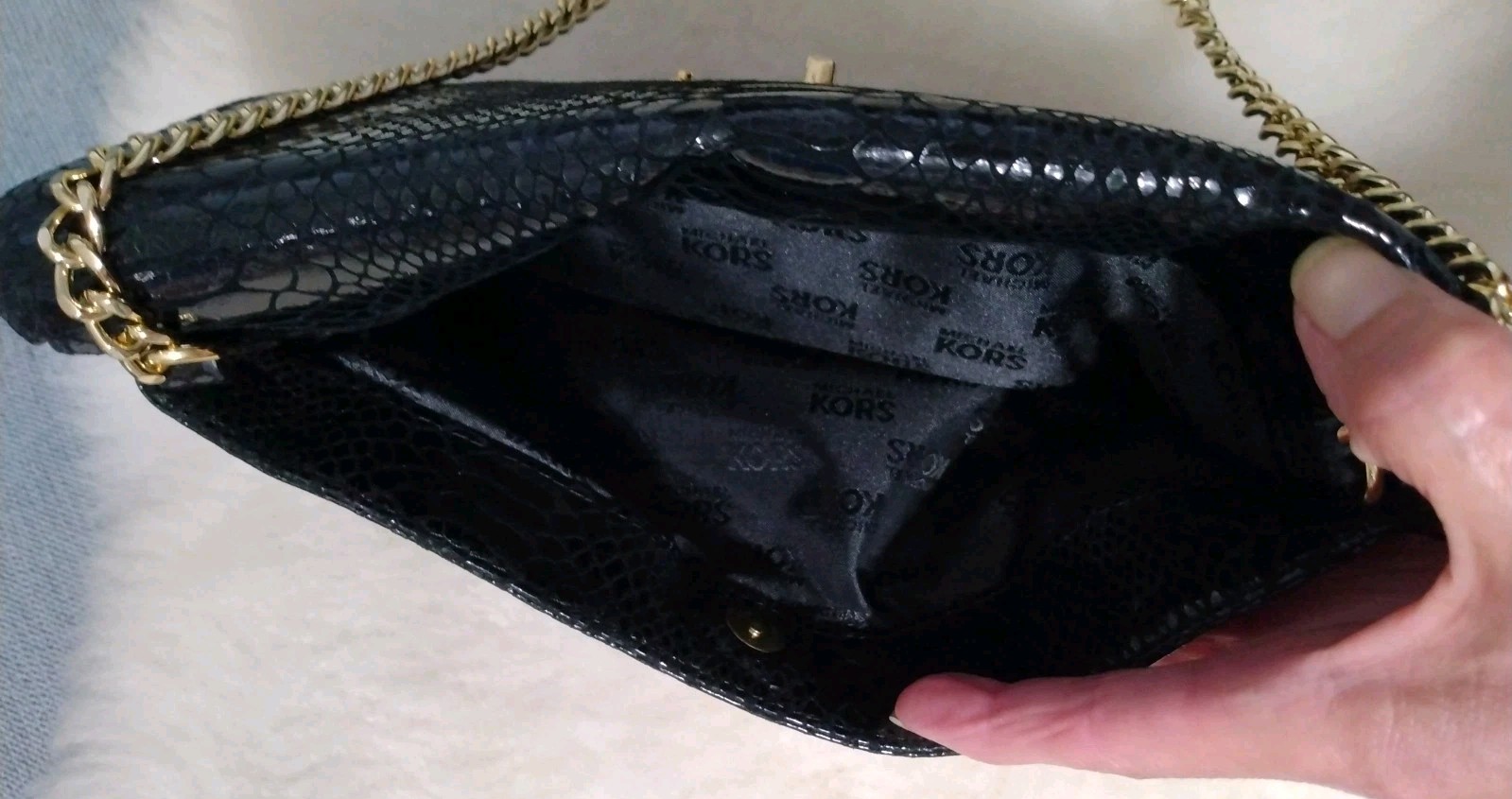 Michael Kors Glazed  Black Python Embossed Leathe… - image 8