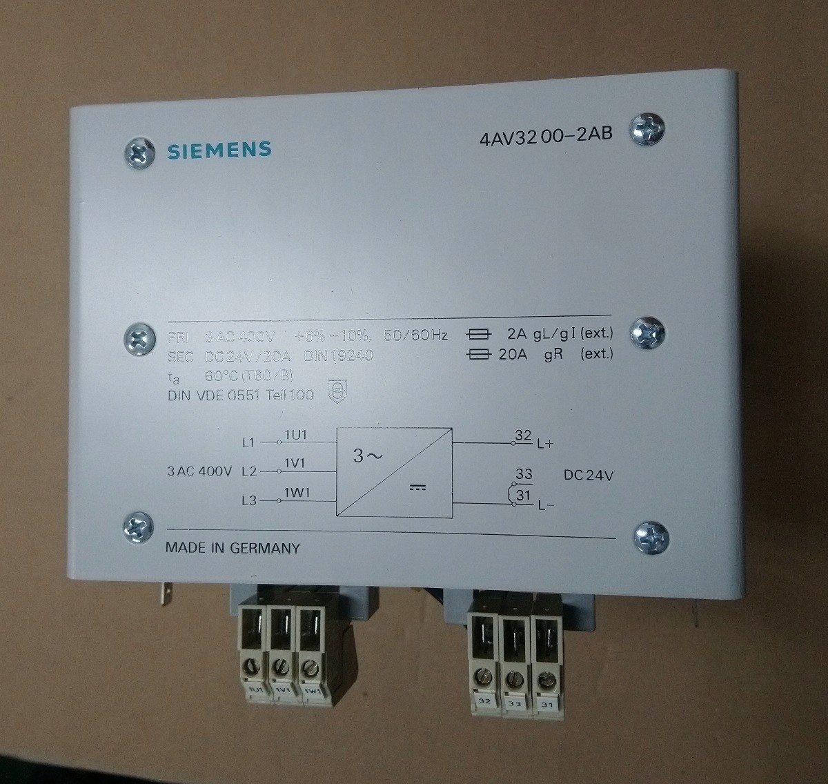 Siemens Power Supply 4AV3200-2AB 24V 20A 480W
