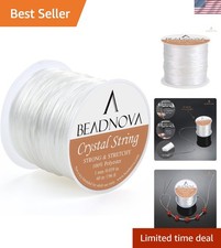 Durable 1mm Clear White Elastic Stretch Cord - 60m for Creative Jewelry Making