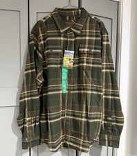 Orvis Shirt Mens Size XL Green Plaid Flannel Shacket Chore Pockets Workwear