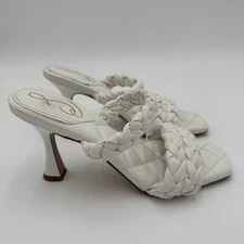 Sam Edelman Women's Meghan White Braided Straps Square Toe Heel Sandals Size 9