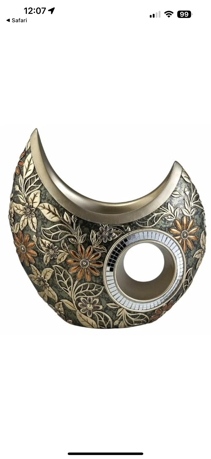 NIB Crescent Shaped Golden Vase Judy Sha Ok Lighting OK-4238-V1