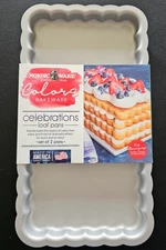 Nordic Ware Colors Bakeware Celebrations Loaf Pan Set of 2 New Made in the USA