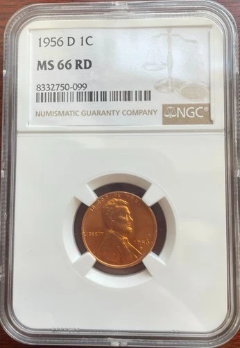 1956 D Denver Mint Lincoln Wheat Cent NGC Graded MS66RD RED
