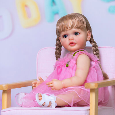 TERABITHIA 22 Inch Silicone Reborn Baby Doll – Lifelike Blond Hair, Full Body Vinyl, Realistic Newborn Girl Doll With Outfit - View #8
