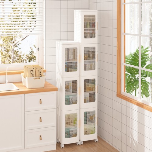 4-Tier Narrow Storage Cabinet with Wheels & Shelves Bathroom Kitchen small space - Picture 19 of 30