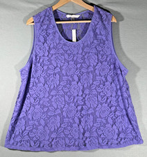 NWT Cacique Women's Sleeveless Tank Top Camisole Sheer Purple Lace 22/24