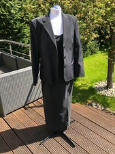 Damen-Anzug, Kostüm Zweiteiler-Set grau - langer Rock L, Jacke XL - Business