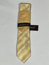 Mens St Patrick Yellow Pattern Tie With Pocket Square NEW