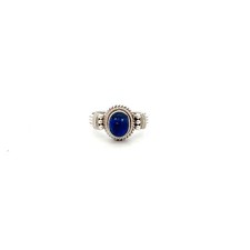 Sterling Silver Oval Lapis Lazuli Ring Size 6.75 Stone 6 x 8 mm
