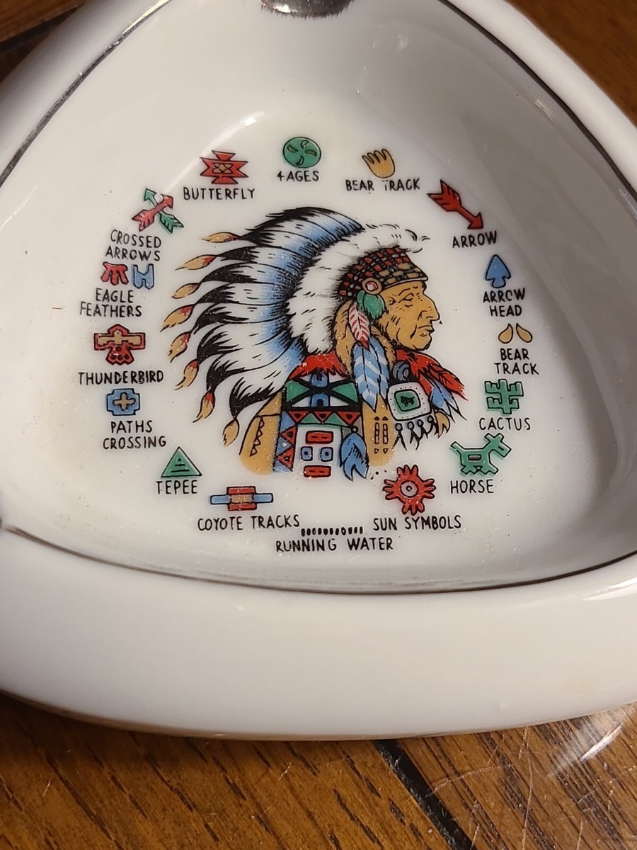 ネイティブ　インディアン　灰皿 Vintage Small Porcelain Ashtray Native American Indian in