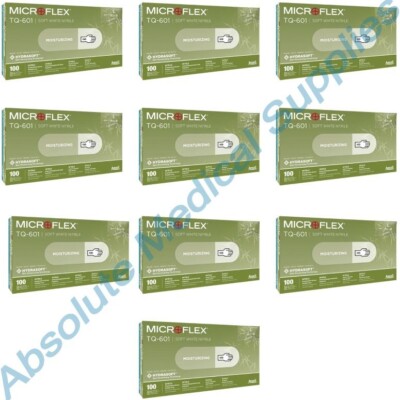 *1,000-Gloves* MicroFlex Soft White PF Hydrasoft Nitrile Exam Large TQ-601-L