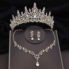 Baroque Tiaras Bridal Jewelry Sets Crown Earrings Necklace Set Wedding Accessory