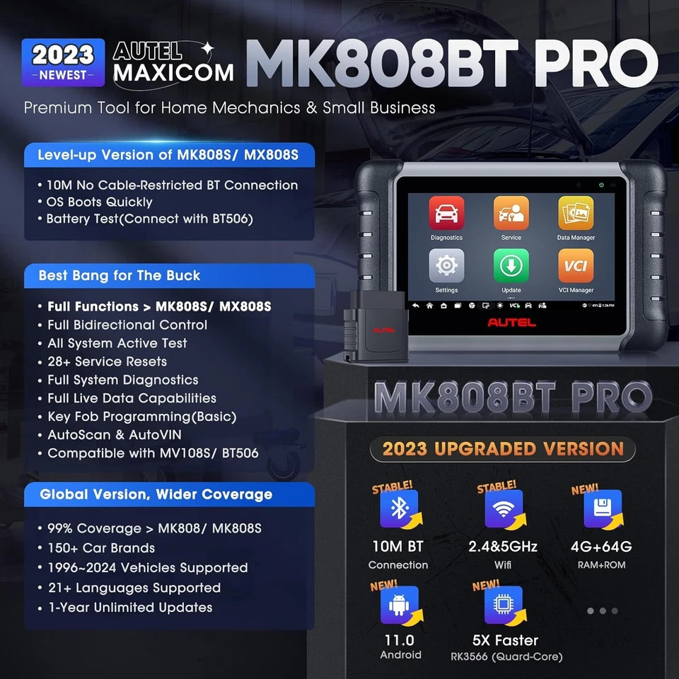 Autel MaxiCOM MK808BT Pro: Android 11 2025 Actualizado de MK808BT/ MK808S - Imagen 3 de 4