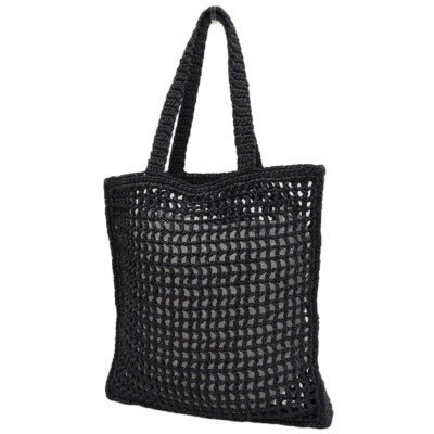 PRADA Mesh Tote Bag Shoulder Bag Raffia black | eBay