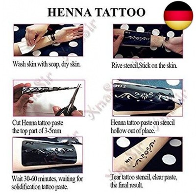 138 Henna Tattoo-Schablonen – 24 Blätter, Wiederverwendbar, Für DIY-Körperkunst, Party & Festival