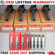 4 Pack OEM UF582 Ignition Coils & Spark Plugs For 2006-2011 Civic 1.8L L4 E1082