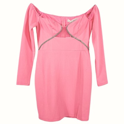 Saints Secrets Off Shoulder Mini Dress M Pink Diamante Coquette