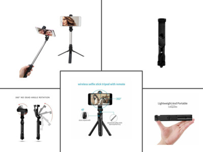 360° Teleskop Selfie Stick Bluetooth Stativ Einbeinstativ Halter für Telefon Neu
