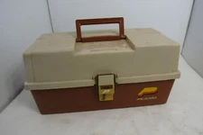 Vintage Plano 3 Tray Tackle Box 6303 Brown and Tan with Inserts and Tackle