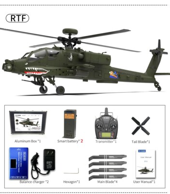 Yuxiang F11 Apache RC Hubschrauber 6-Axis 3D 2.4G 6CH Flybarless 2 Akku DE Stock