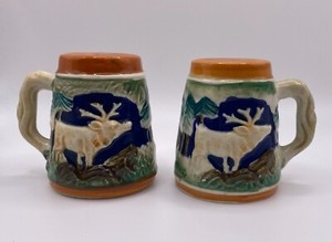 Salt pepper shakers vintage Japan deer woodland mug shaped