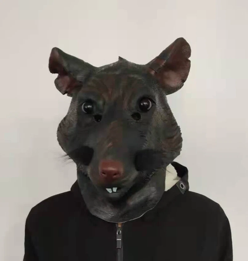 Costume in lattice maschera di Halloween testa di topo copricapo completo cosplay oggetti di scena di ruolo - Immagine 2 di 4