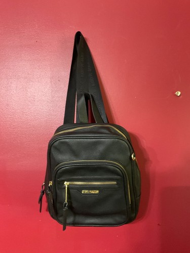 Damen Steve Madden Kunstleder schwarz Logo Rucksack Handtasche verstellbare Riemen - Bild 2 von 6