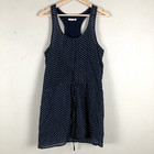 Dress Womens Medium Blue White Polka Dot Sleeveless Pleated Racerback Pullover