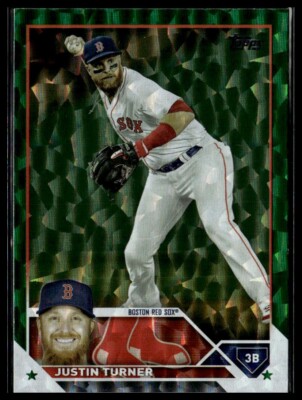 2023 Topps 403 Justin Turner Boston Red Sox Green Foil 123/499