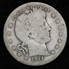 1911-S Silver Barber Quarter GOOD FREE SHIPPING