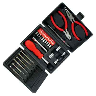 26 tlg Mini Werkzeug Set Elektro Präzisions Schraubendreher Zangen Set handlich im Koffer