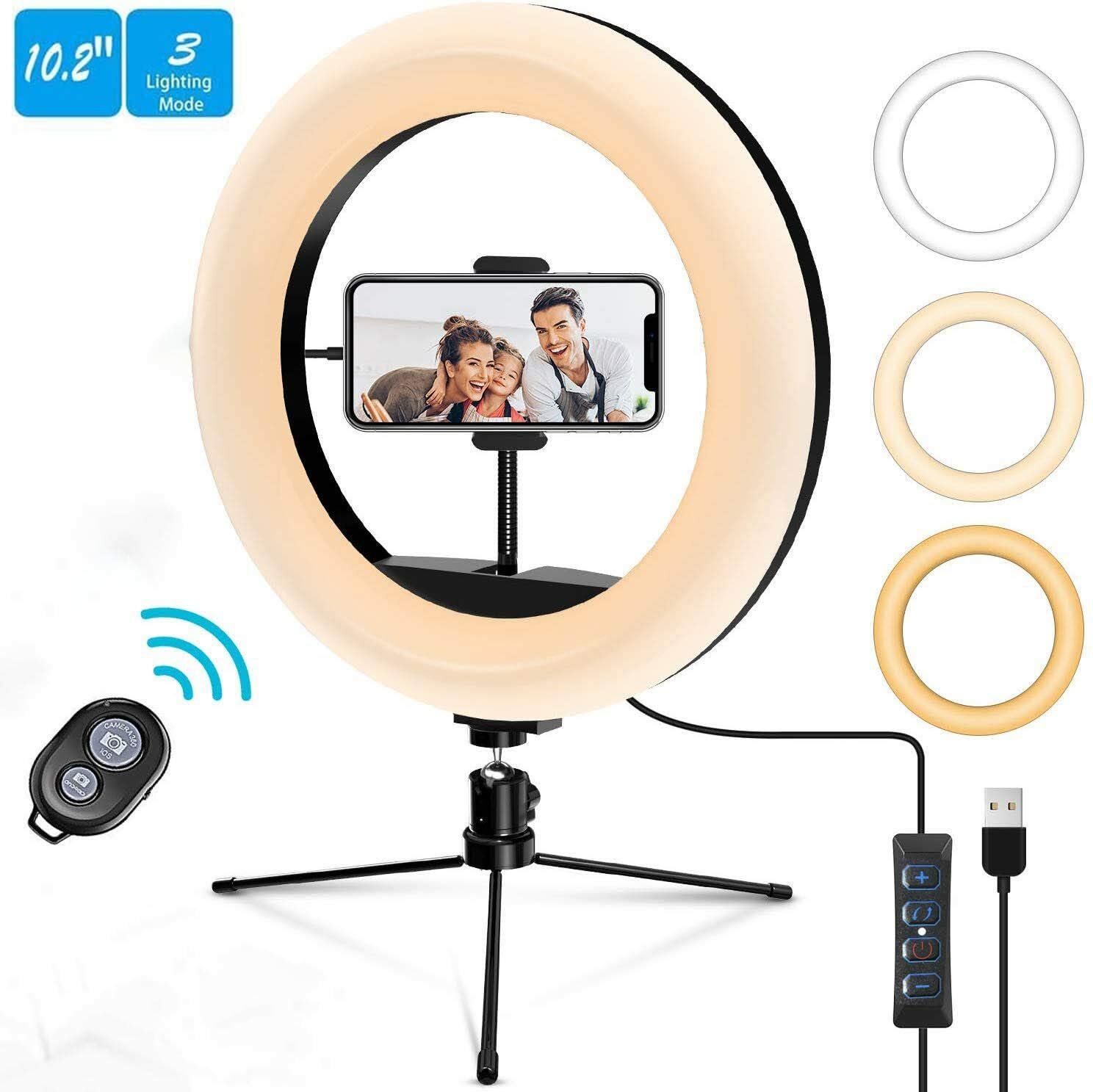 Anneau de lumière LED 10,2" contre les ombres en visioconférence