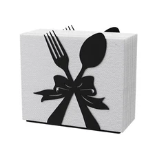 Modern Standing Napkin Holder for table Black Metal Napkin Dispenser Fork Spo...