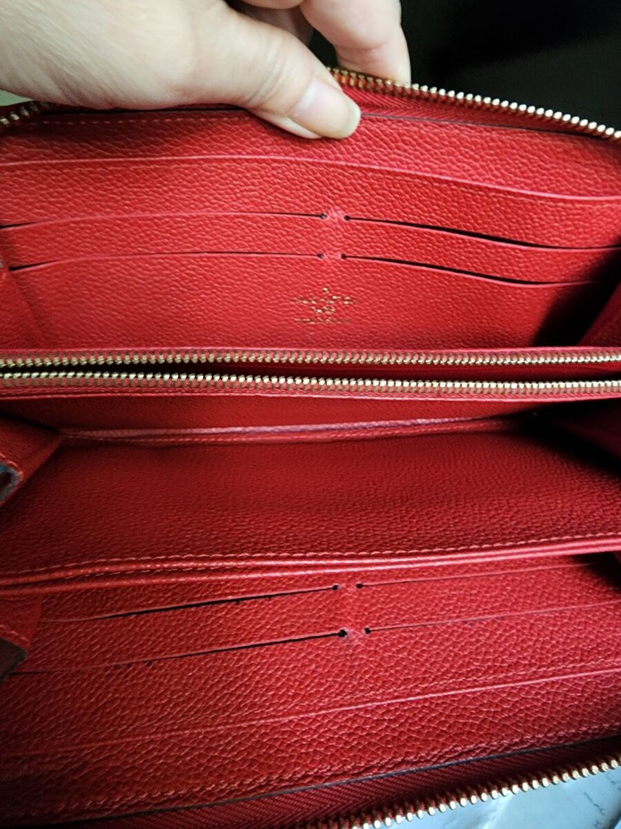 LOUIS VUITTON Zippy Wallet Long Monogram Empreinte Leather Red