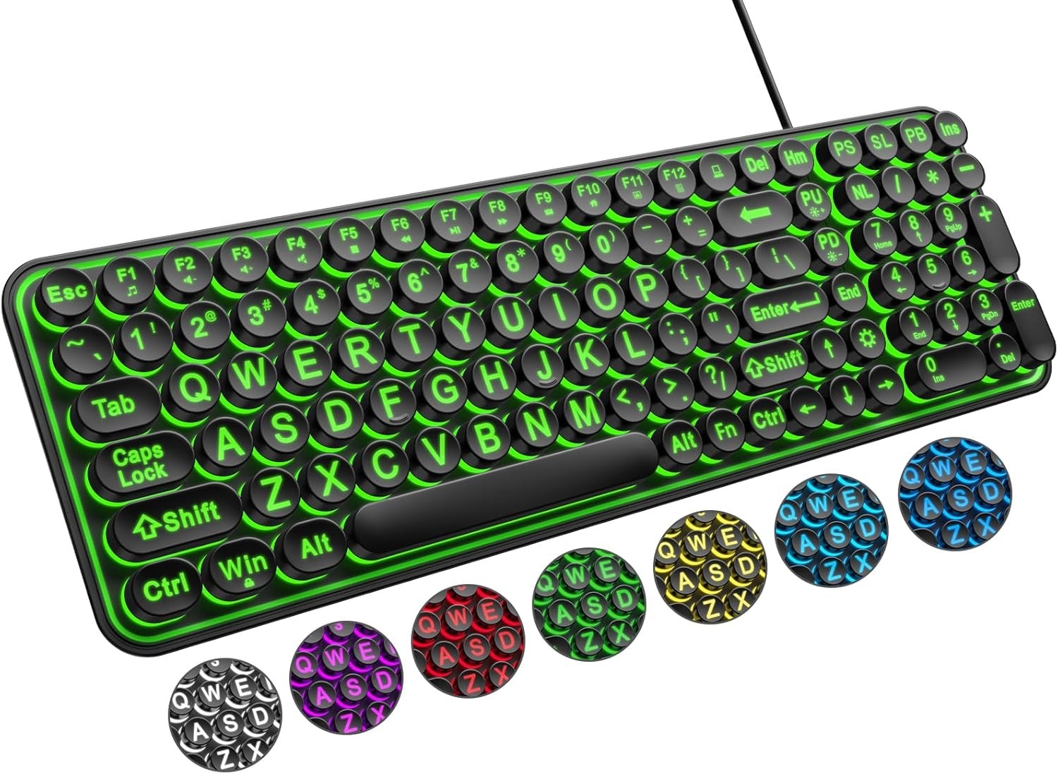 Large Print Backlit Keyboard, Wired USB Lighted Computer Key