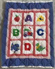 Cheaters Quilt Top Baby Quilt 1993 NOJO ABC 123 Fabric 31 In x 42 In