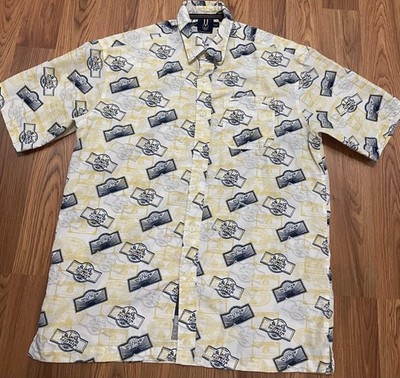 Phat Farm Shirt Mens Medium Logo Print Button Up Hip Hop 90s